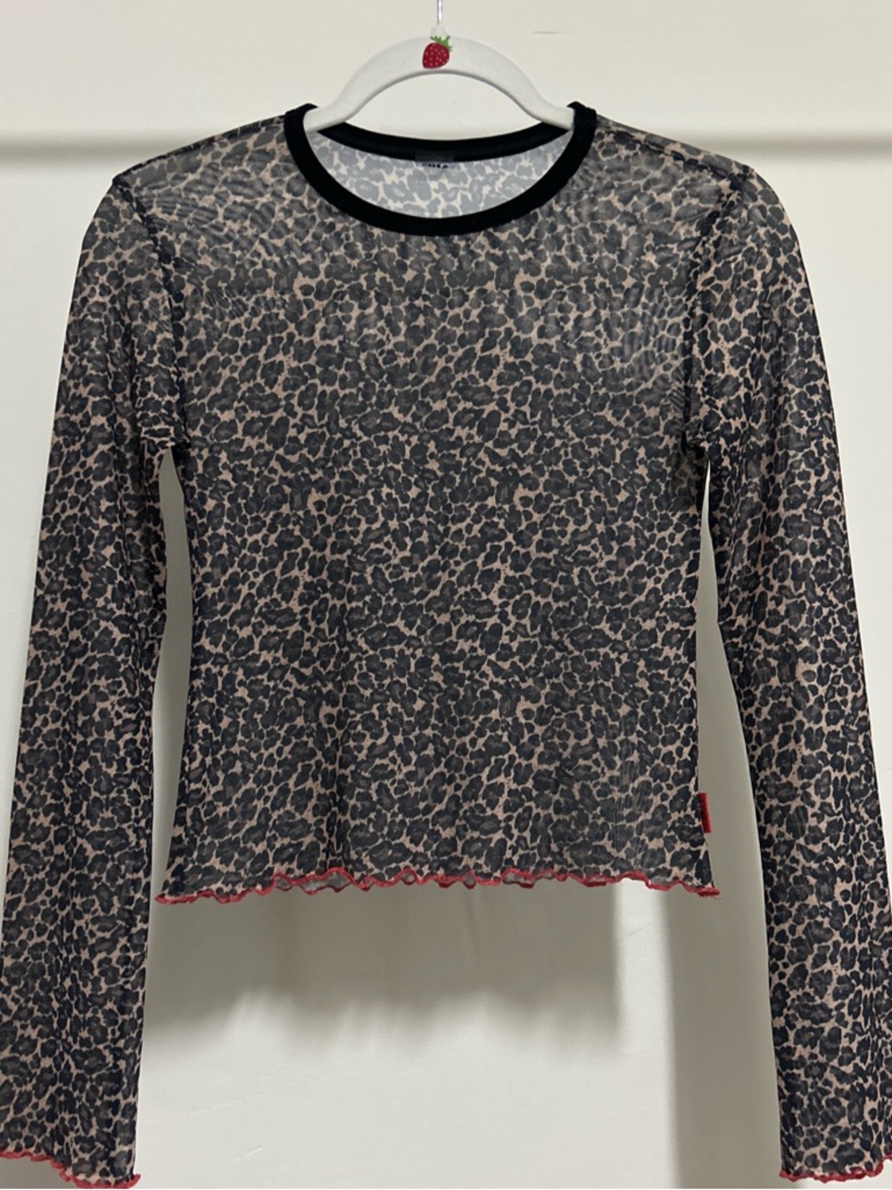Unif leopard long sleeve mesh top